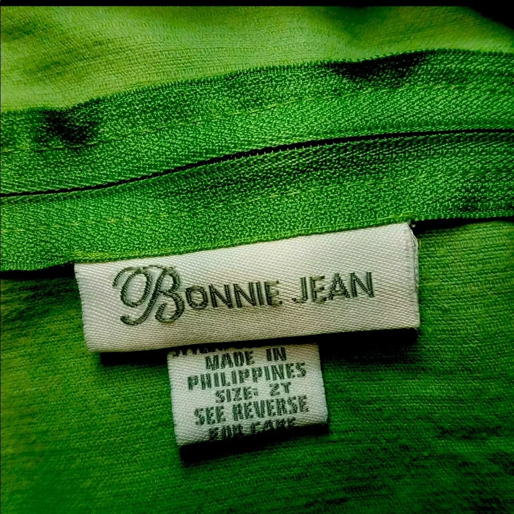 Vintage Bonnie Girls Green Corduroy Sleeveless Dress